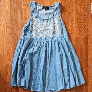 Lulus Embroidered Chambray Dress
